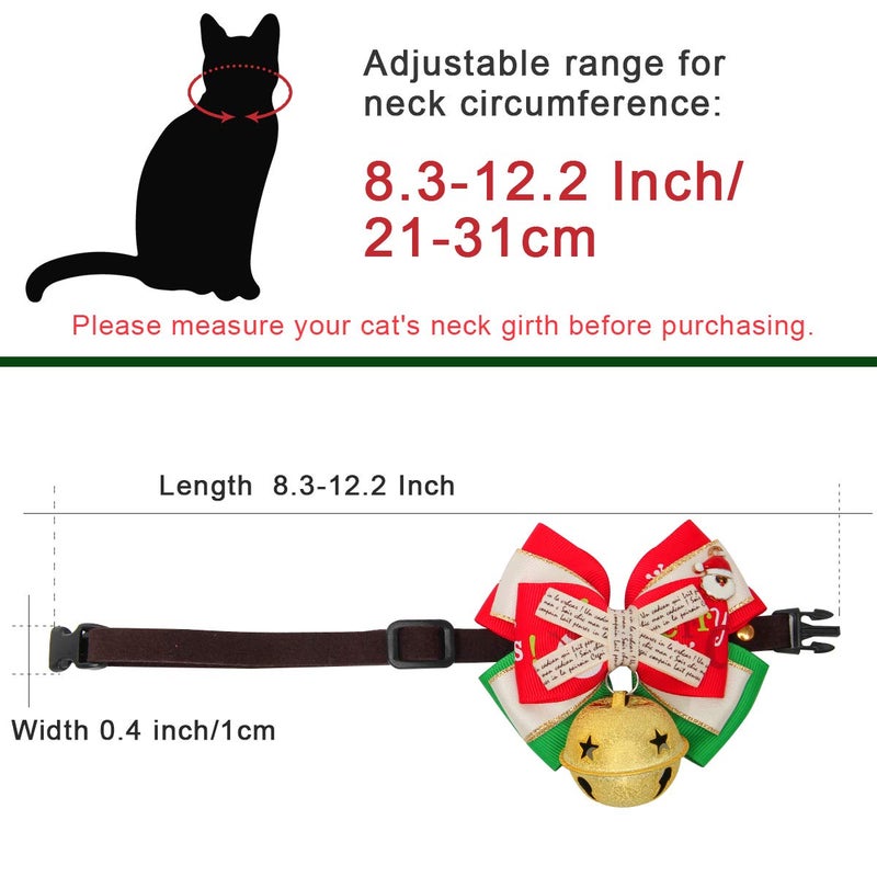 Coolrunner Santa Cat Bow Tie Collar, Christmas Cat Collar Breakaway Small Dog Collars with Bell (Style 1 (Santa)) - Image 2
